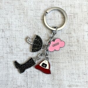 Coach Black and Pink Charm Keychain
